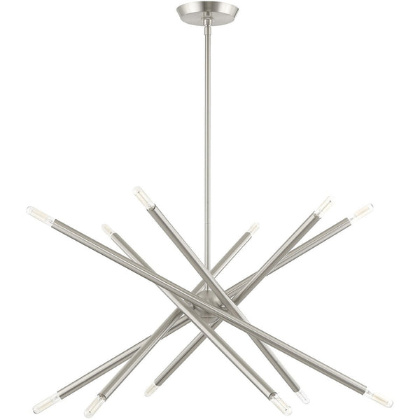 HomeRoots Six Light Dimmable Chandelier - Modern Cylindrical Design with Steel Shades for Elegant Spaces 687473