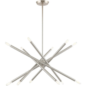 HomeRoots Six Light Dimmable Chandelier - Modern Cylindrical Design with Steel Shades for Elegant Spaces 687473
