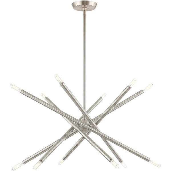 HomeRoots Six Light Dimmable Chandelier - Modern Cylindrical Design with Steel Shades for Elegant Spaces 687473
