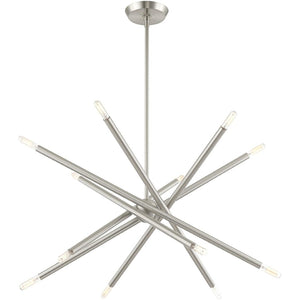 HomeRoots Six Light Dimmable Chandelier - Modern Cylindrical Design with Steel Shades for Elegant Spaces 687473