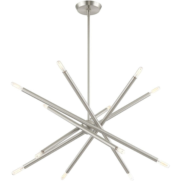 HomeRoots Six Light Dimmable Chandelier - Modern Cylindrical Design with Steel Shades for Elegant Spaces 687473