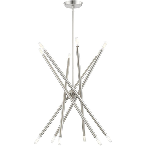 HomeRoots Six Light Dimmable Chandelier - Modern Cylindrical Design with Steel Shades for Elegant Spaces 687473