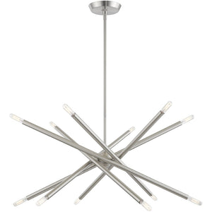 HomeRoots Six Light Dimmable Chandelier - Modern Cylindrical Design with Steel Shades for Elegant Spaces 687473