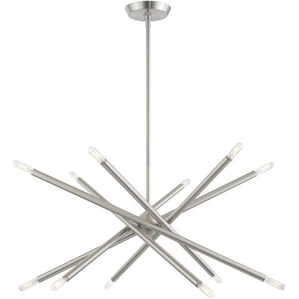 HomeRoots Six Light Dimmable Chandelier - Modern Cylindrical Design with Steel Shades for Elegant Spaces 687473