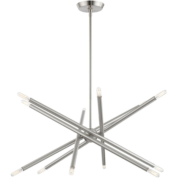 HomeRoots Six Light Dimmable Chandelier - Modern Cylindrical Design with Steel Shades for Elegant Spaces 687473