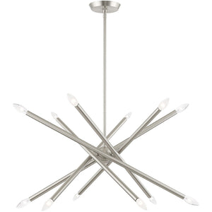 HomeRoots Six Light Dimmable Chandelier - Modern Cylindrical Design with Steel Shades for Elegant Spaces 687473