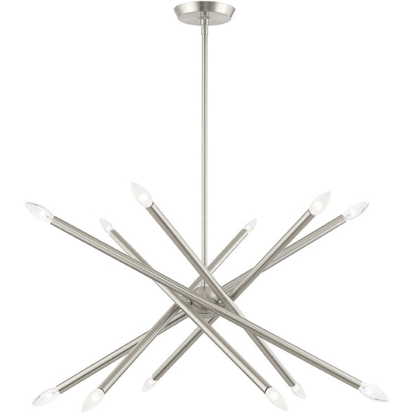 HomeRoots Six Light Dimmable Chandelier - Modern Cylindrical Design with Steel Shades for Elegant Spaces 687473