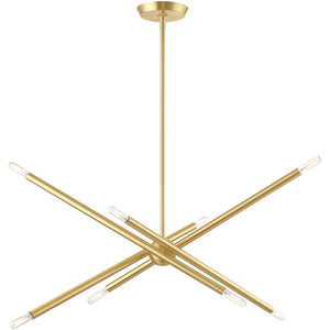 HomeRoots Eight Light Dimmable Chandelier - Modern Cylindrical Design with Steel Shades for Any Room Ambiance 687474