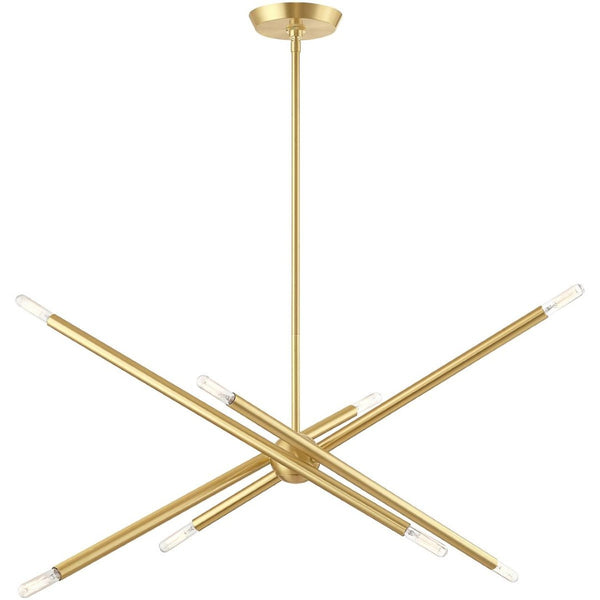 HomeRoots Eight Light Dimmable Chandelier - Modern Cylindrical Design with Steel Shades for Any Room Ambiance 687474