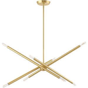 HomeRoots Eight Light Dimmable Chandelier - Modern Cylindrical Design with Steel Shades for Any Room Ambiance 687474