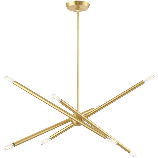 HomeRoots Eight Light Dimmable Chandelier - Modern Cylindrical Design with Steel Shades for Any Room Ambiance 687474