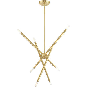 HomeRoots Eight Light Dimmable Chandelier - Modern Cylindrical Design with Steel Shades for Any Room Ambiance 687474