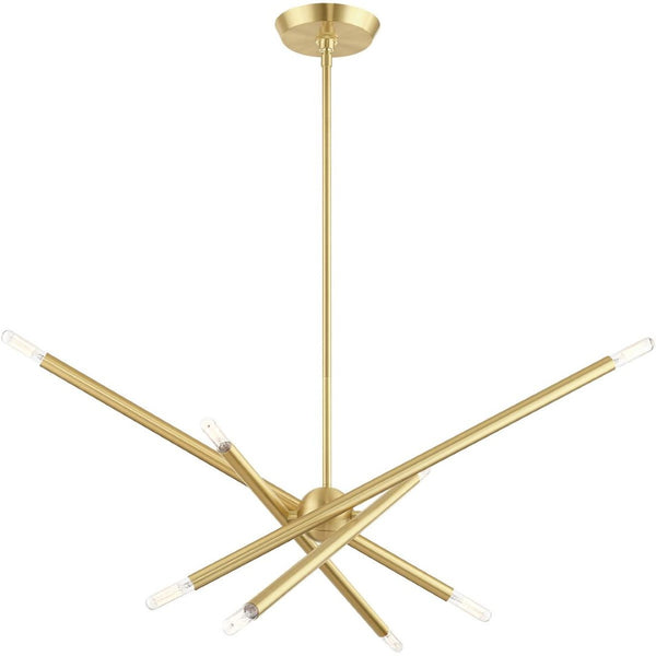 HomeRoots Eight Light Dimmable Chandelier - Modern Cylindrical Design with Steel Shades for Any Room Ambiance 687474