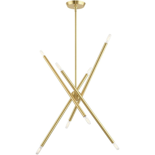 HomeRoots Eight Light Dimmable Chandelier - Modern Cylindrical Design with Steel Shades for Any Room Ambiance 687474