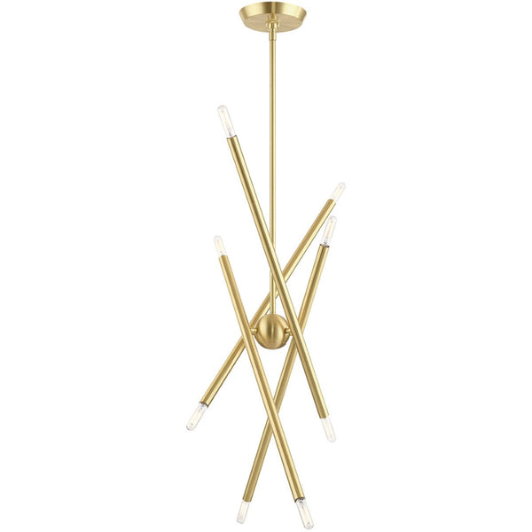 HomeRoots Eight Light Dimmable Chandelier - Modern Cylindrical Design with Steel Shades for Any Room Ambiance 687474