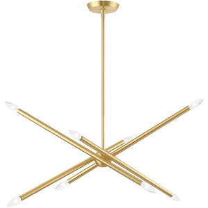 HomeRoots Eight Light Dimmable Chandelier - Modern Cylindrical Design with Steel Shades for Any Room Ambiance 687474
