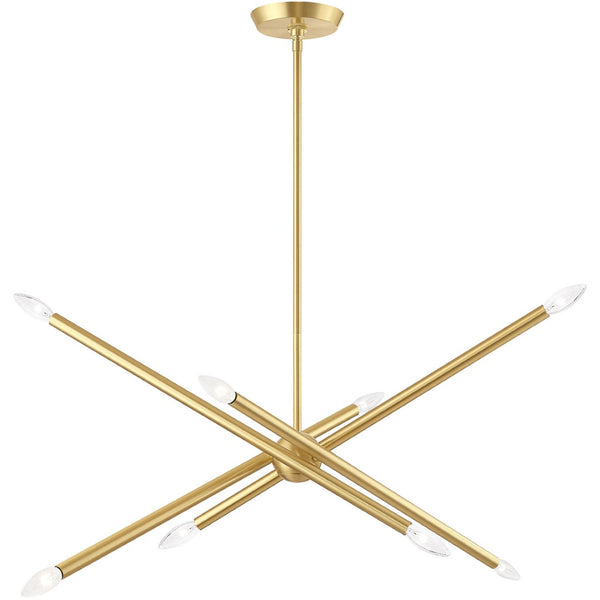 HomeRoots Eight Light Dimmable Chandelier - Modern Cylindrical Design with Steel Shades for Any Room Ambiance 687474