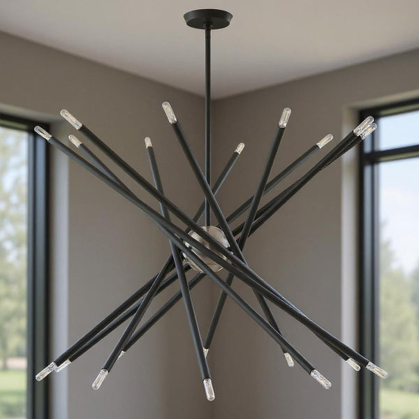 HomeRoots Multi Light Dimmable Chandelier – Modern Steel Fixture with Cylinder Shades for Customizable Ambiance 687476