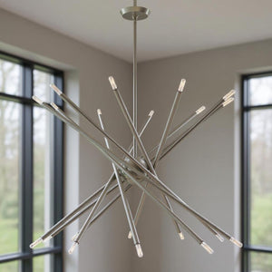 HomeRoots Multi Light Dimmable Chandelier - Elegant Cylinder Shades, Modern Steel Design for Any Room Space 687477