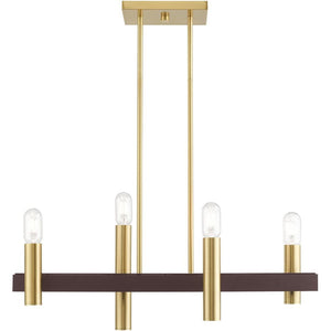 HomeRoots Four Light Dimmable Chandelier - Contemporary Cylindrical Design for Stylish Home Illumination 687478