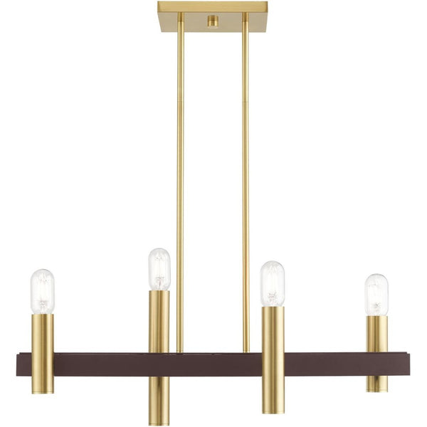 HomeRoots Four Light Dimmable Chandelier - Contemporary Cylindrical Design for Stylish Home Illumination 687478