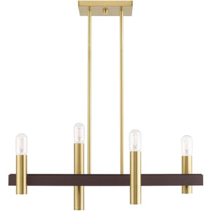 HomeRoots Four Light Dimmable Chandelier - Contemporary Cylindrical Design for Stylish Home Illumination 687478