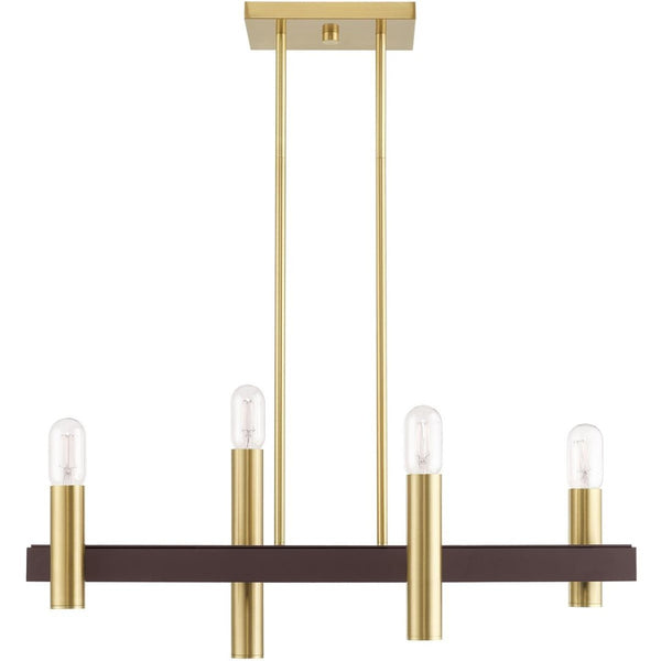 HomeRoots Four Light Dimmable Chandelier - Contemporary Cylindrical Design for Stylish Home Illumination 687478