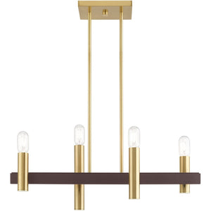 HomeRoots Four Light Dimmable Chandelier - Contemporary Cylindrical Design for Stylish Home Illumination 687478