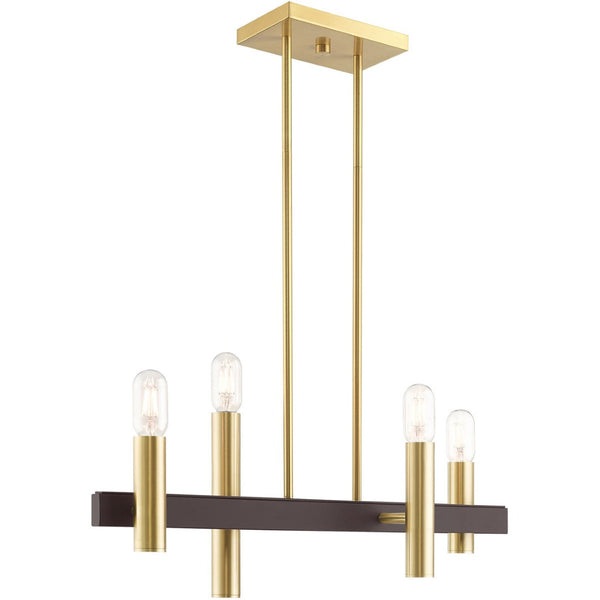 HomeRoots Four Light Dimmable Chandelier - Contemporary Cylindrical Design for Stylish Home Illumination 687478
