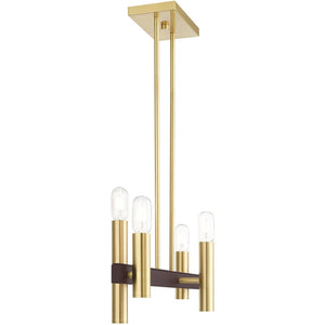 HomeRoots Four Light Dimmable Chandelier - Contemporary Cylindrical Design for Stylish Home Illumination 687478