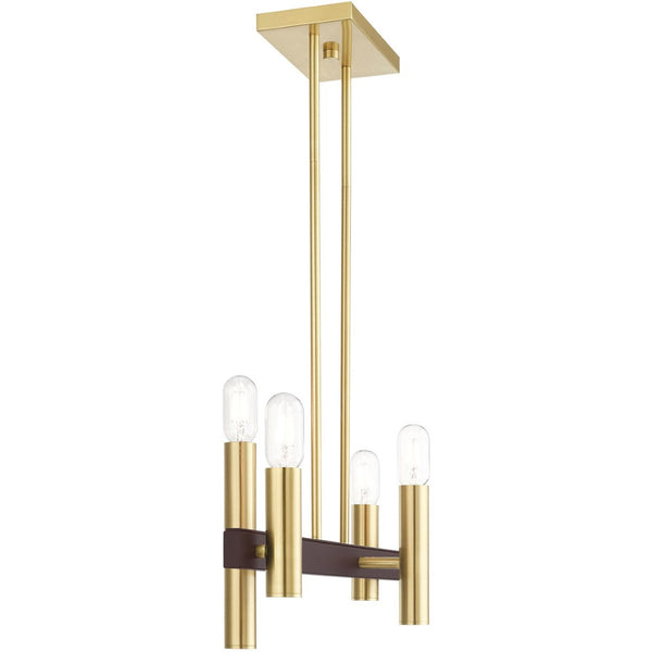 HomeRoots Four Light Dimmable Chandelier - Contemporary Cylindrical Design for Stylish Home Illumination 687478