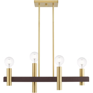 HomeRoots Four Light Dimmable Chandelier - Contemporary Cylindrical Design for Stylish Home Illumination 687478
