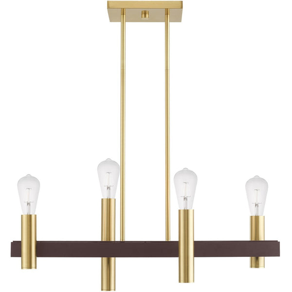HomeRoots Four Light Dimmable Chandelier - Contemporary Cylindrical Design for Stylish Home Illumination 687478