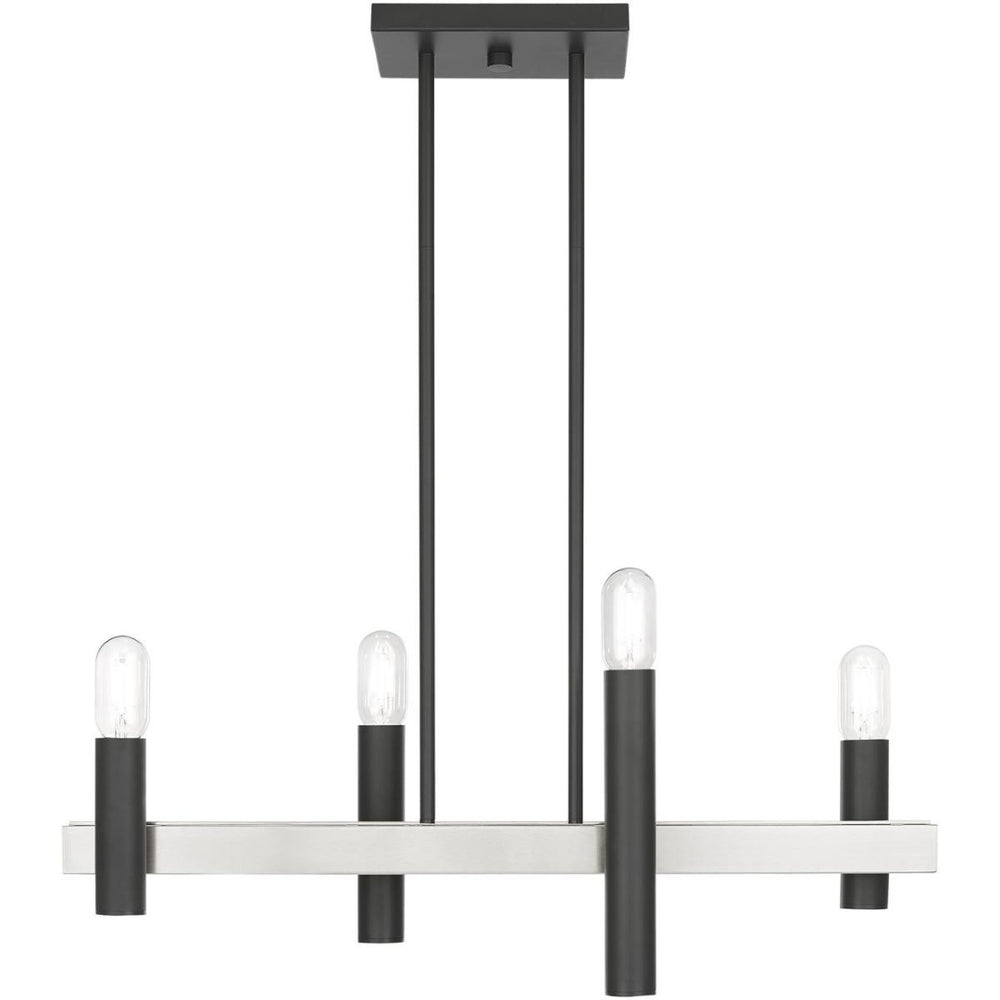 HomeRoots Four Light Dimmable Chandelier - Modern Cylinder Shades for Versatile Home Lighting & Ambiance 687479