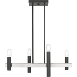 HomeRoots Four Light Dimmable Chandelier - Modern Cylinder Shades for Versatile Home Lighting & Ambiance 687479