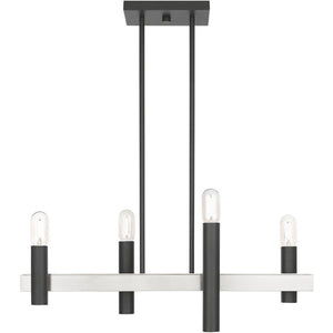 HomeRoots Four Light Dimmable Chandelier - Modern Cylinder Shades for Versatile Home Lighting & Ambiance 687479