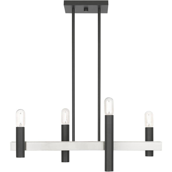 HomeRoots Four Light Dimmable Chandelier - Modern Cylinder Shades for Versatile Home Lighting & Ambiance 687479