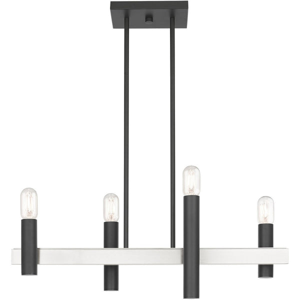 HomeRoots Four Light Dimmable Chandelier - Modern Cylinder Shades for Versatile Home Lighting & Ambiance 687479