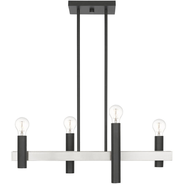 HomeRoots Four Light Dimmable Chandelier - Modern Cylinder Shades for Versatile Home Lighting & Ambiance 687479