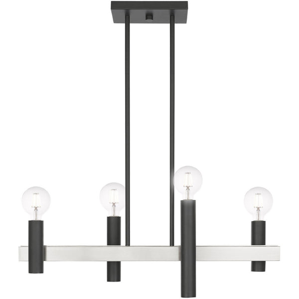 HomeRoots Four Light Dimmable Chandelier - Modern Cylinder Shades for Versatile Home Lighting & Ambiance 687479