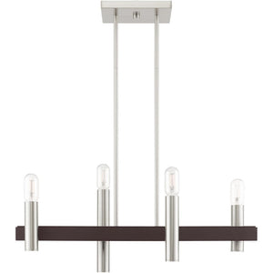 HomeRoots Four Light Dimmable Chandelier – Modern Cylinder Steel Shades for Entryway, Dining, Kitchen Elegance 687480