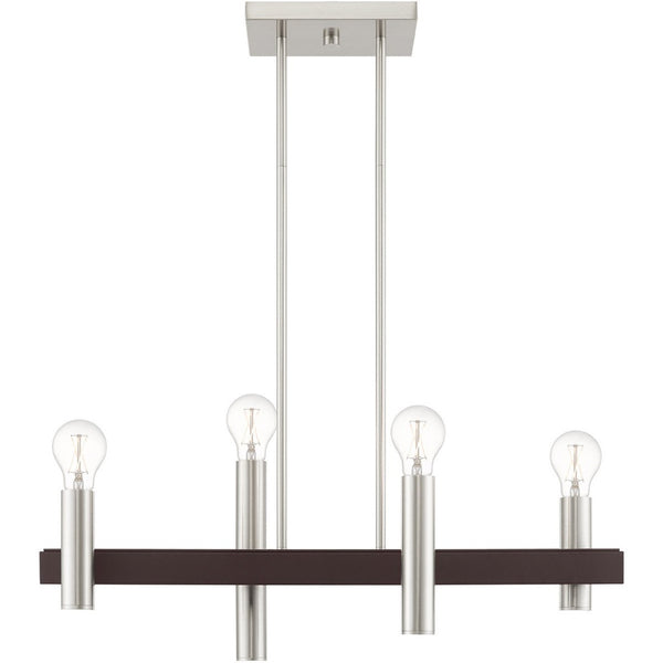 HomeRoots Four Light Dimmable Chandelier – Modern Cylinder Steel Shades for Entryway, Dining, Kitchen Elegance 687480