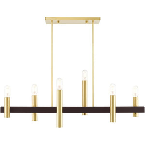HomeRoots Six Light Dimmable Chandelier – Modern Cylinder Shades for Versatile Ambient Lighting Anywhere 687481