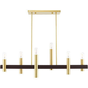HomeRoots Six Light Dimmable Chandelier – Modern Cylinder Shades for Versatile Ambient Lighting Anywhere 687481