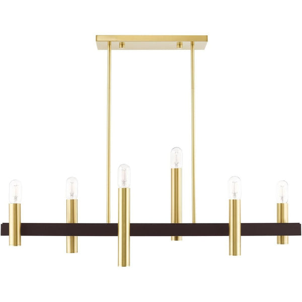 HomeRoots Six Light Dimmable Chandelier – Modern Cylinder Shades for Versatile Ambient Lighting Anywhere 687481