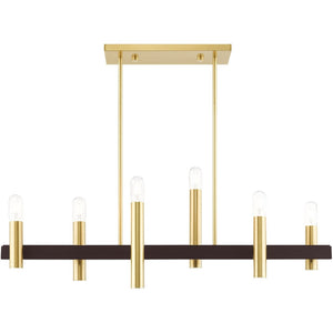 HomeRoots Six Light Dimmable Chandelier – Modern Cylinder Shades for Versatile Ambient Lighting Anywhere 687481
