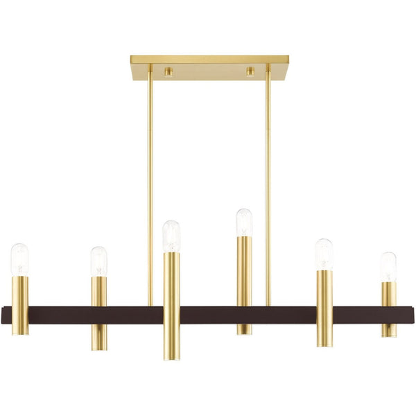 HomeRoots Six Light Dimmable Chandelier – Modern Cylinder Shades for Versatile Ambient Lighting Anywhere 687481