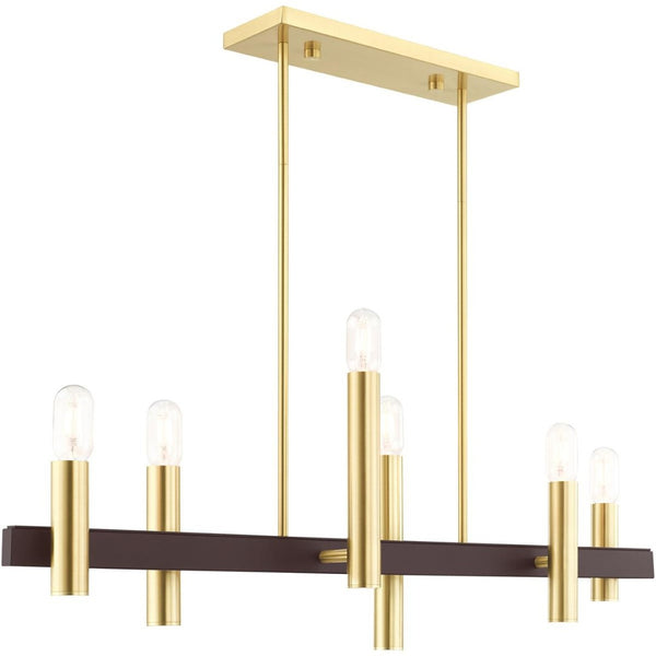 HomeRoots Six Light Dimmable Chandelier – Modern Cylinder Shades for Versatile Ambient Lighting Anywhere 687481