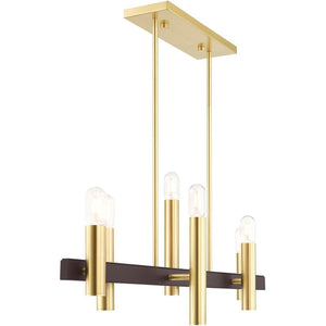 HomeRoots Six Light Dimmable Chandelier – Modern Cylinder Shades for Versatile Ambient Lighting Anywhere 687481