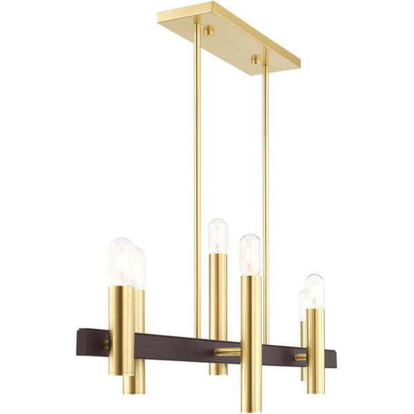 HomeRoots Six Light Dimmable Chandelier – Modern Cylinder Shades for Versatile Ambient Lighting Anywhere 687481